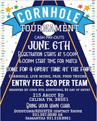 a flyer for the cornhole tournament